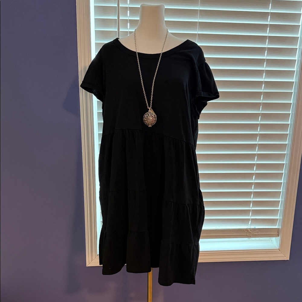 Time and Tru Black Tiered Mini Dress